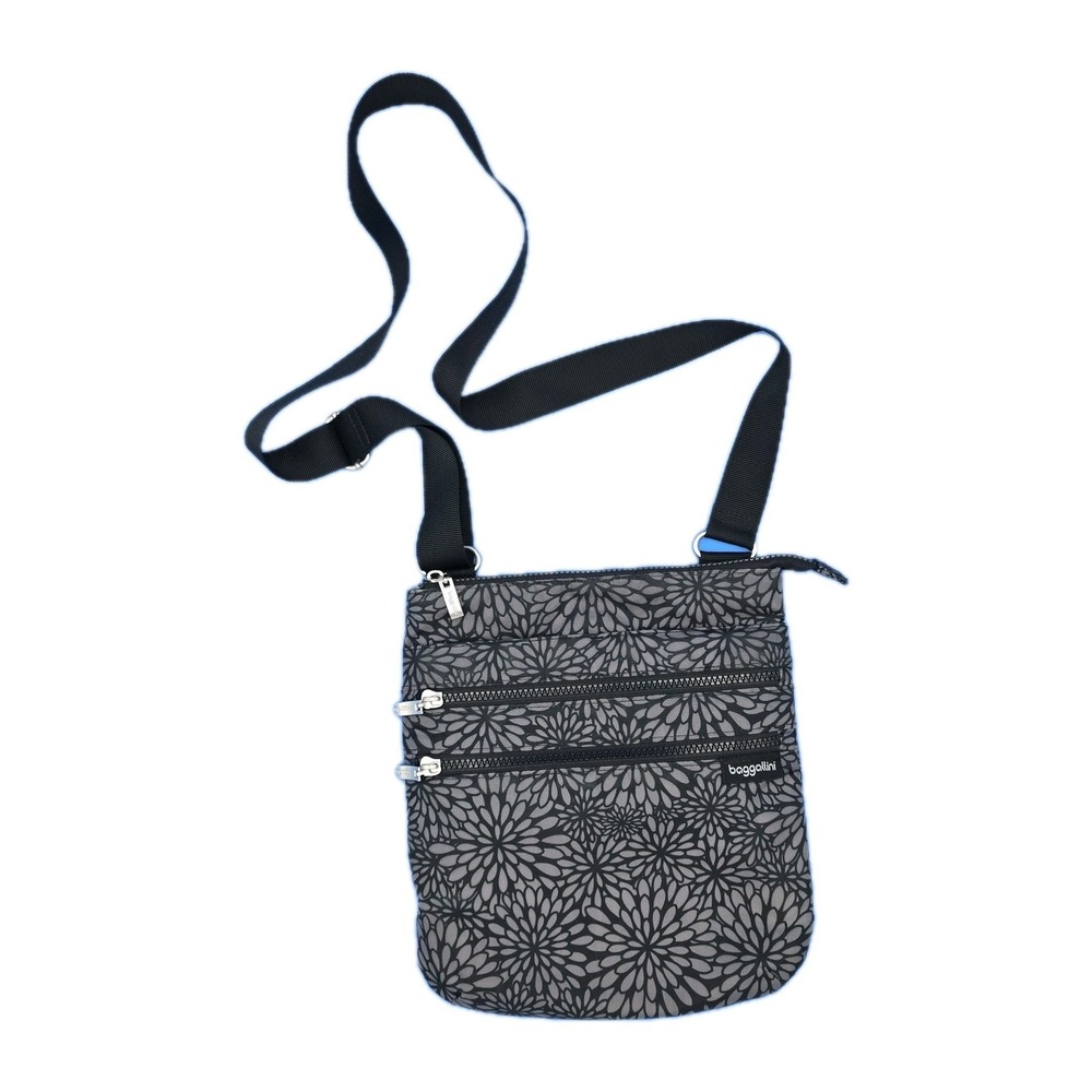 Baggallini Horizon Crossbody Bag‎ Black/GrayPatterned Purse Handbag 10x11 EUC